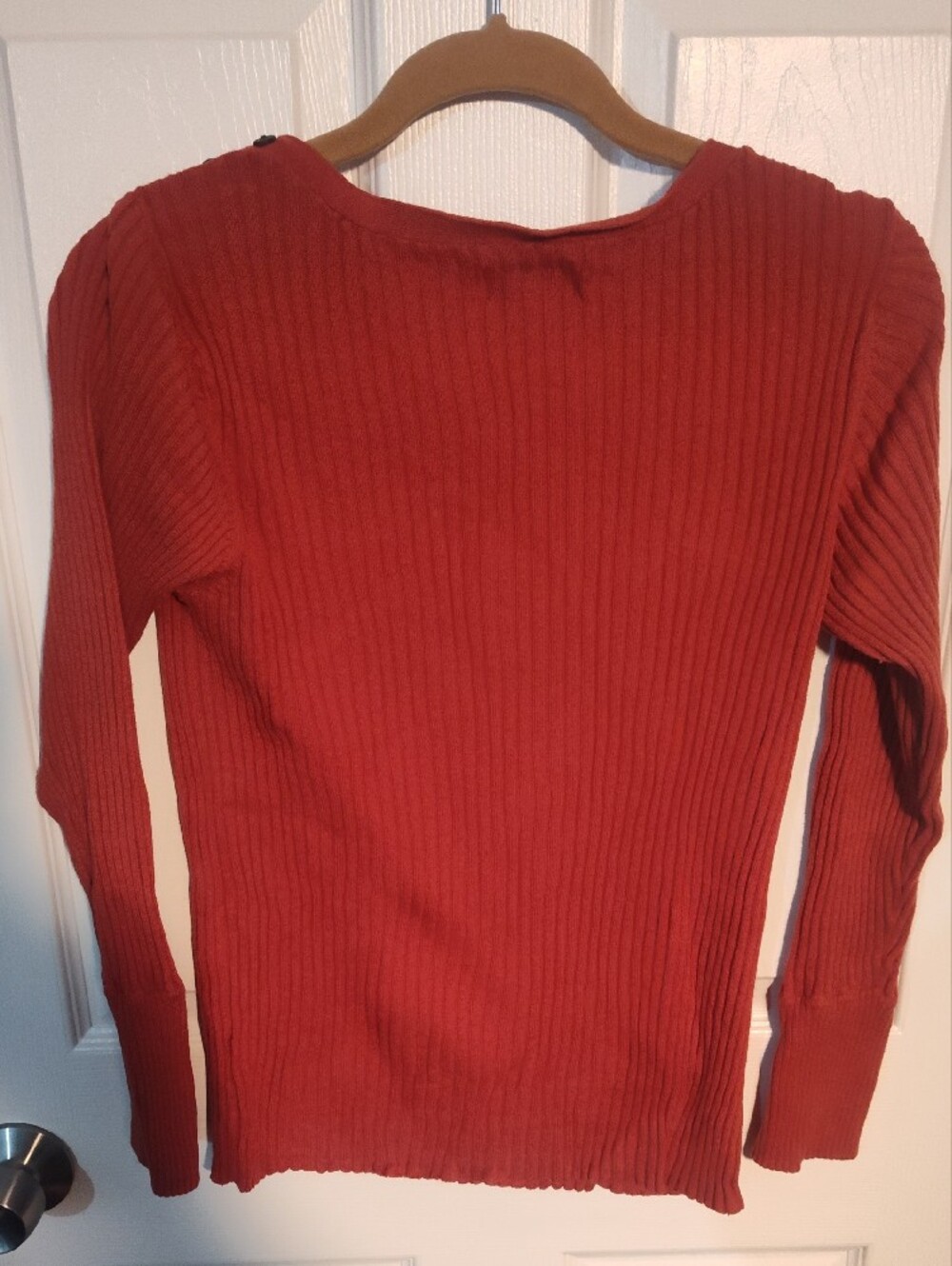 Sonoma Ribbed Button-Shoulder Sweater in Rust - Picture 3 of 3